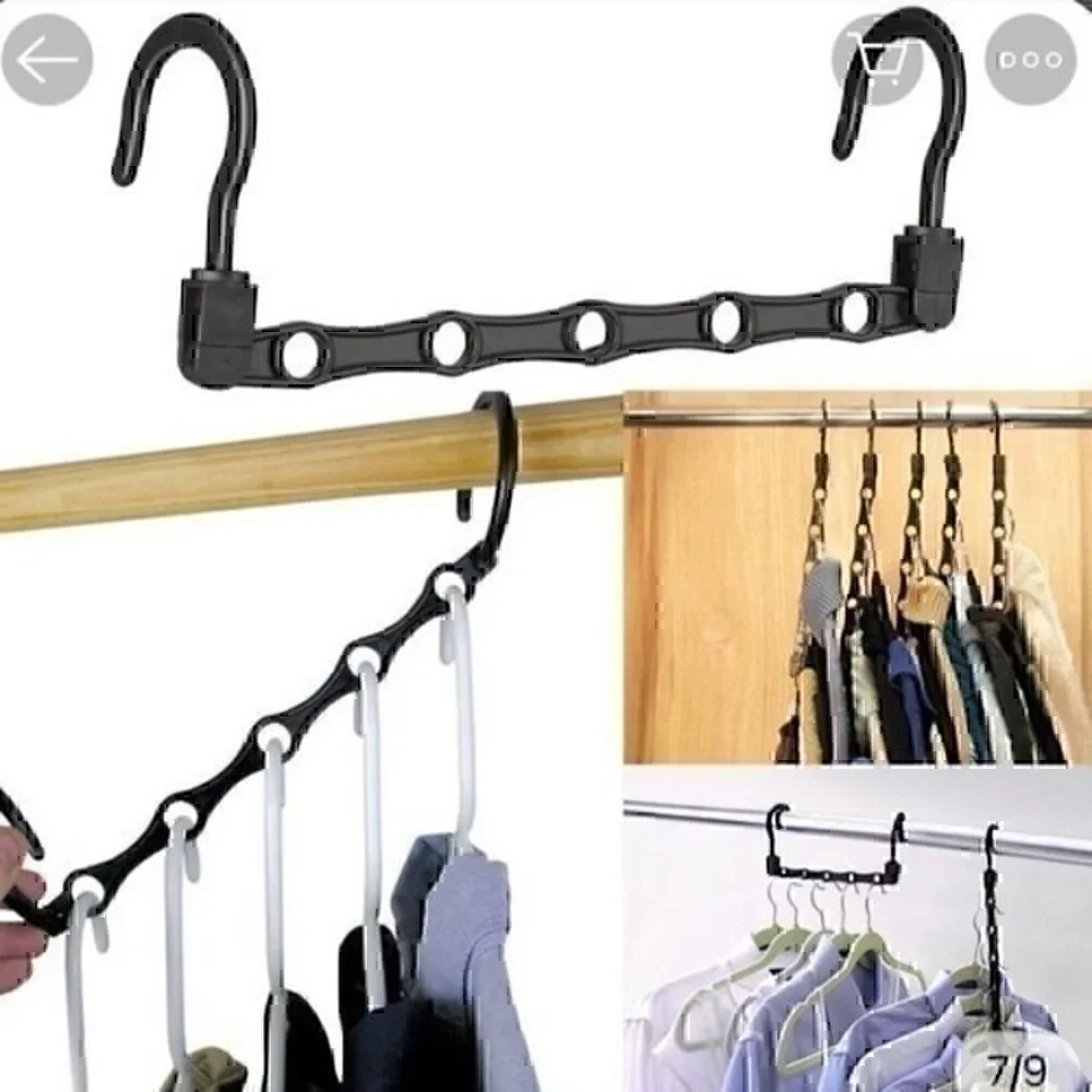 5 Black Wonder Hanger Max. Closet space saver organizer